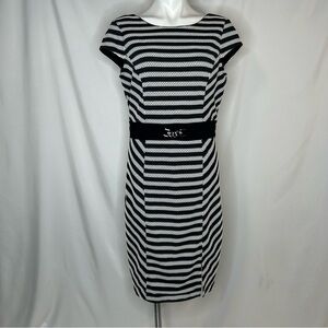 White House Black Market Mesh Overlay Striped Sheath Dress, 12